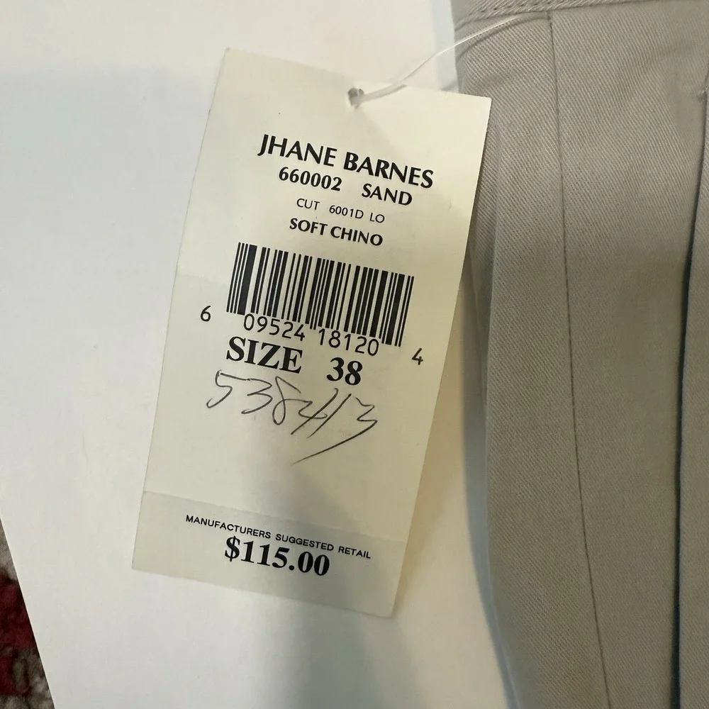 Jhane Barnes Mens 38‎ Cotton Flat Front Vintage NWT Shorts Tan Khaki Preppy Golf